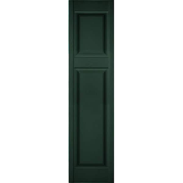 Ekena Millwork 12 in. x 40 in. Lifetime Vinyl Custom Offset Raised Panel Shutters Pair Midnight Green