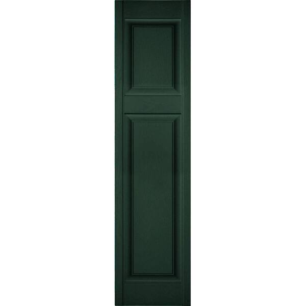 Ekena Millwork 14-1/2 in. x 62 in. Lifetime Vinyl Custom Offset Raised Panel Shutters Pair Midnight Green