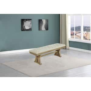 Jess Beige 60" Counter Height Dining Bench No Back 48" Linen Fabric Solid Wood 17