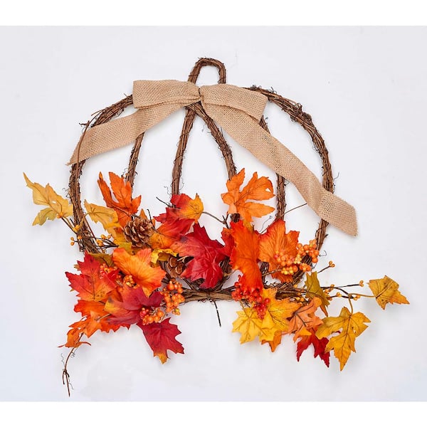 Unbranded 17 in. Decorated Hanging Twig Pumpkin