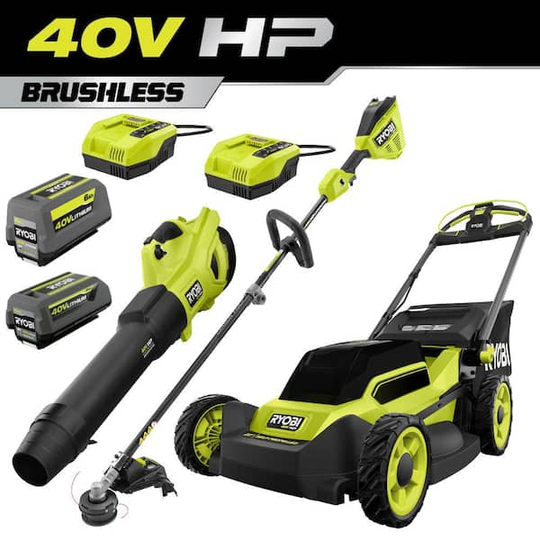 40V HP Brushless 20 in. Cordless Battery Walk Behind Self-Propelled Mower, String Trimmer & Blower-Batteries & Chargers