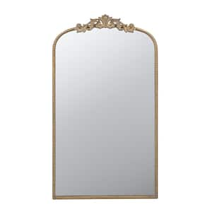 24 in. W x 42 in. H Arched Classic Design Framed Wall Bathroom Vanity Mirror in Gold