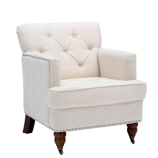 elle beige linen chair