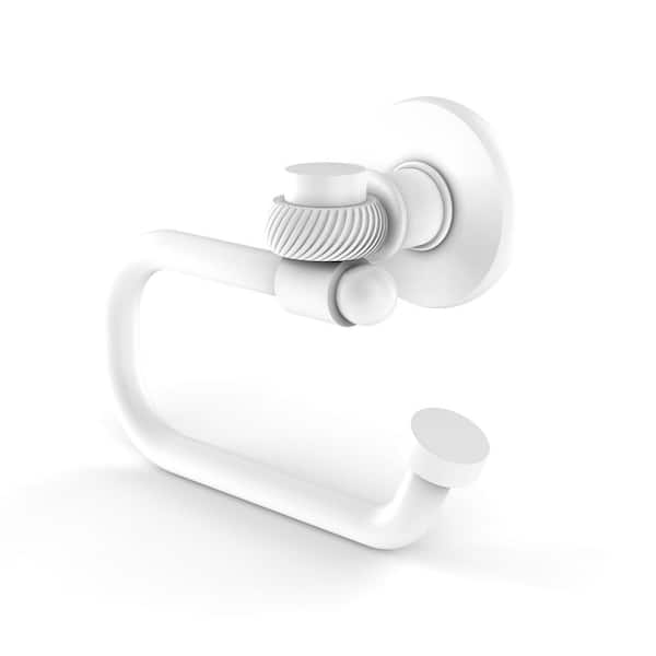 Continental Wall Mounted Toilet Paper Holder in Matte White with Twisted Accents