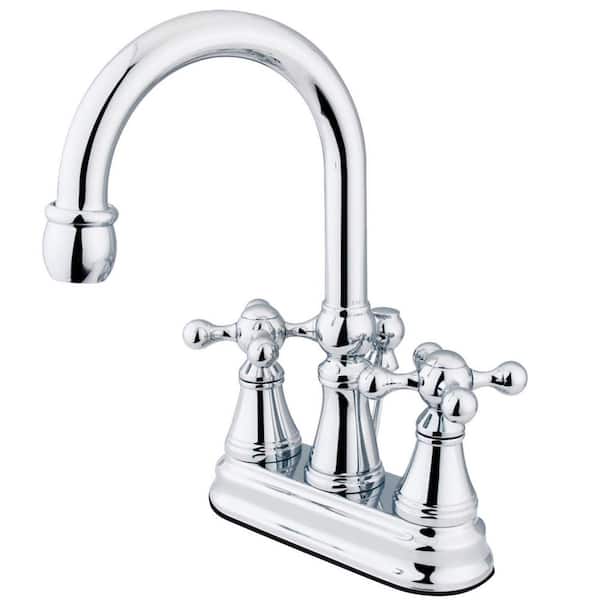 Kingston Brass Governor 4 in. Centerset 2-Handle Bathroom Faucet with Brass Pop-Up in Polished Chrome