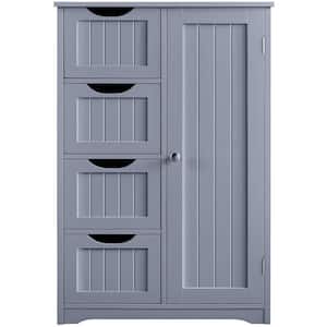 22 in. W x 12 in. D x 32.5 in. H Gray Linen Cabinet with 4 Drawers and 1 Cupboard
