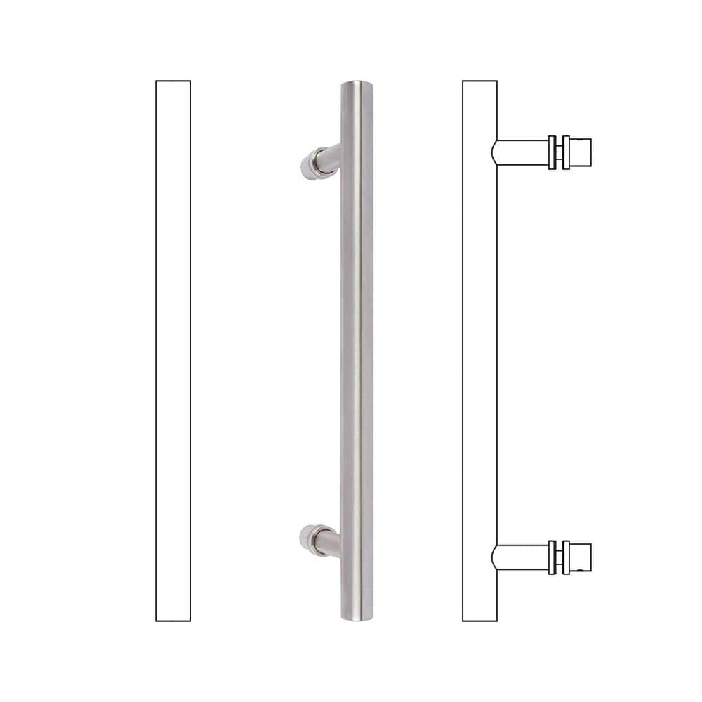 Brushed Nickel Round Barn Door Pull Handle, 10.25 Inches