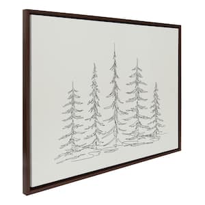 Minimal Evergreen Trees Line By Creative Bunch Studio, 1-Piece Framed Canvas Plants Art Print, 28 in. x 38 in.