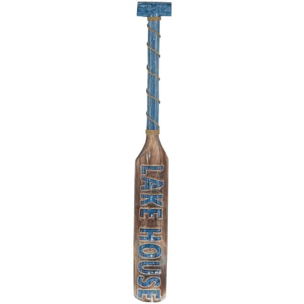 Litton Lane Lake House Blue Wood Paddle Wall Art Sculpture