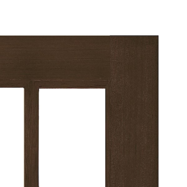 DIY RTA Kit 36 in. x 80 in. Right-Hand/Inswing 3-Lite Clear Glass Black Stain Hemlock Wood Front Door w/ VG