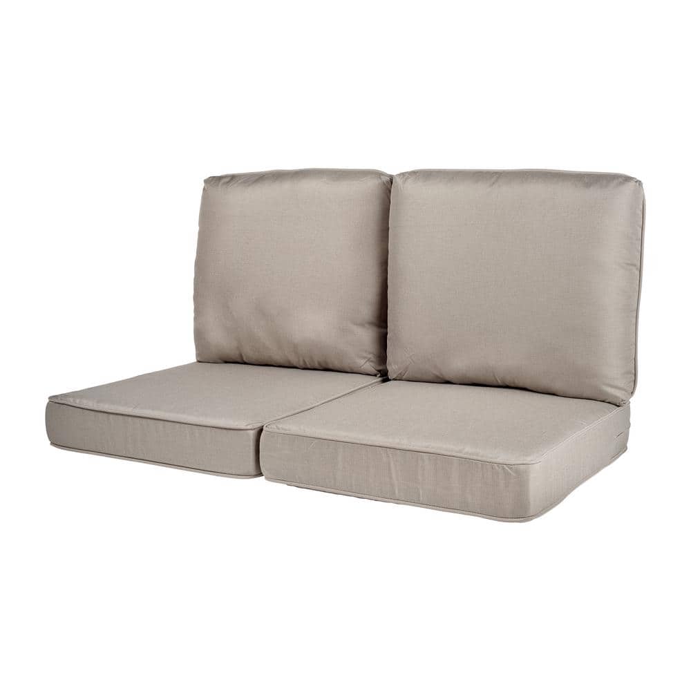 Spring Haven 23.5 in. x 26.5 in. 4-Piece Outdoor Loveseat Cushion Set in Gr