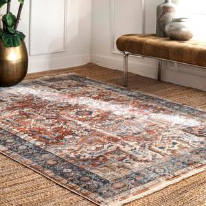 Pauline Distressed Floral Rust 5 ft. x 8 ft. Area Rug