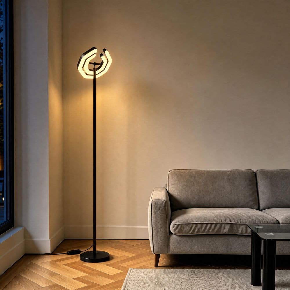 BICIK 72 in. Black LED Adjustable Rotatable Floor Dimmable and