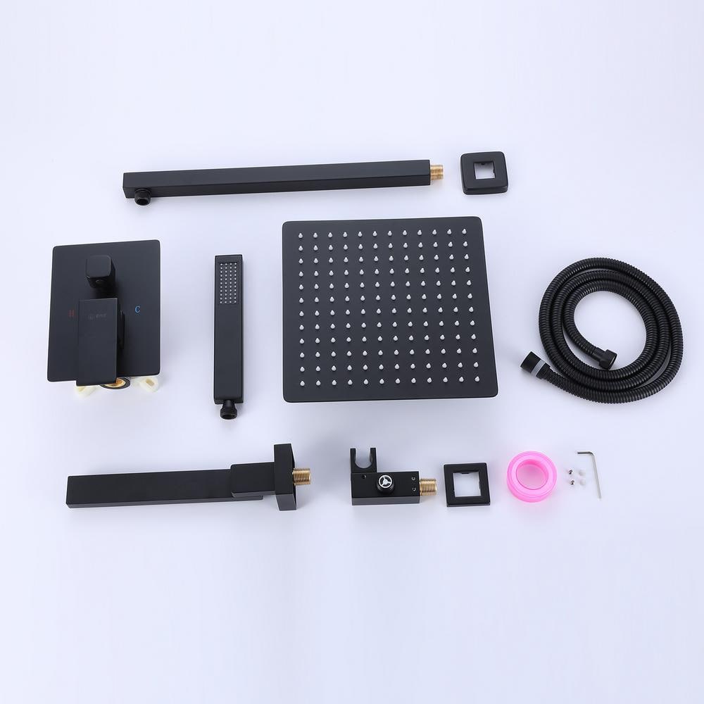 Matte Black Stainless Steel Rain Shower Faucet Set