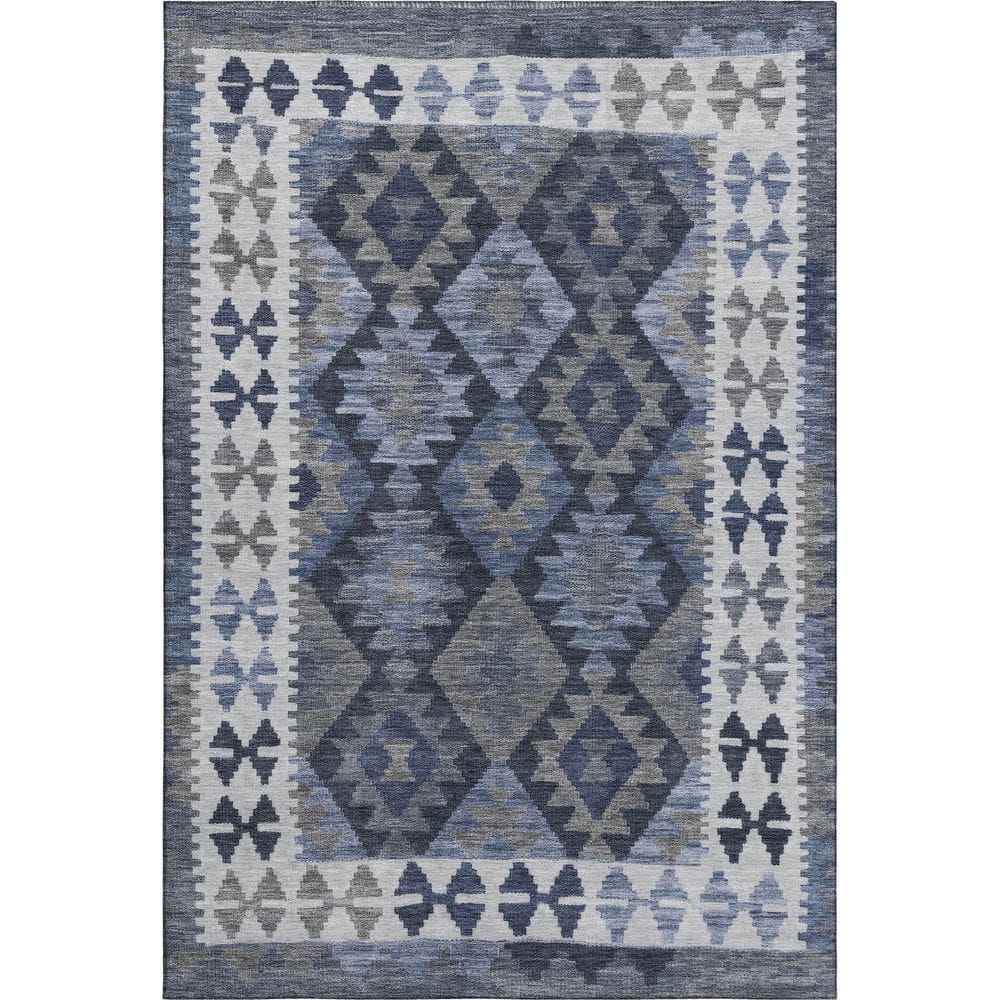 Mayfield Premium Machine Washable Abstract AMF1915 Navy 3 ft. x 5 ft. Area Rug price history on PriceWatchPro