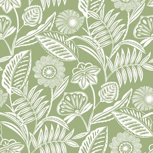 Alma Green Tropical Floral Paper Strippable Roll (Covers 60.8 sq. ft.)