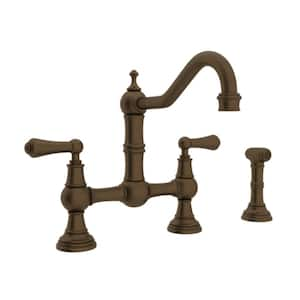 Edwardian 2-Handle Bridge Kitchen Faucet with Sidespray in English Bronze