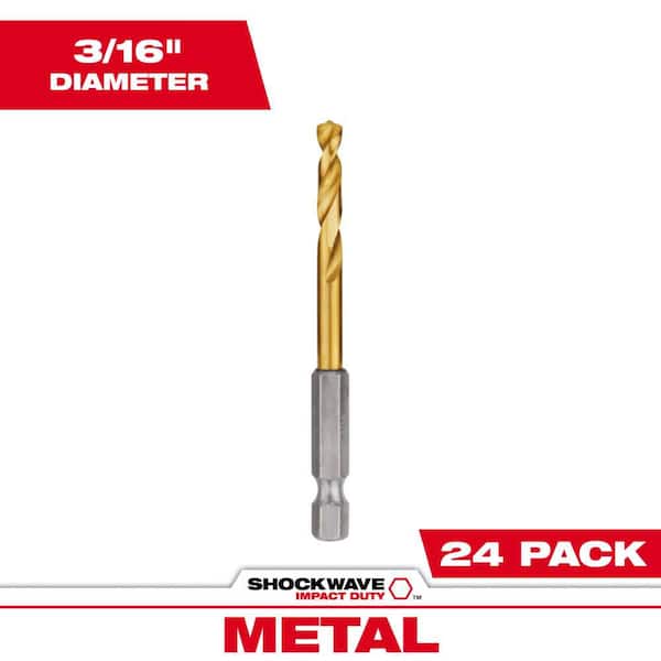 SHOCKWAVE 3/16 in. Titanium Twist Drill Bit (24-Pack)