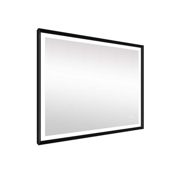 Unbranded 40 in. W x 32 in. H Rectangular Framed Wall Mount LED Anti-Fog Bathroom Vanity Mirror in Black
