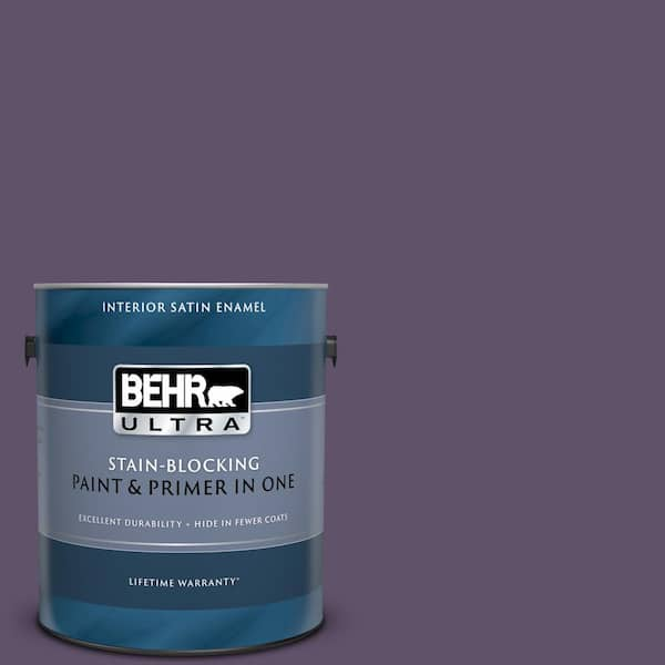 BEHR ULTRA 1 gal. #UL250-21 Darkest Grape Satin Enamel Interior Paint and Primer in One