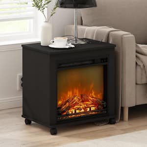 Jensen 22.28 in. Americano Rectangle Wood End Table with Electric Fireplace