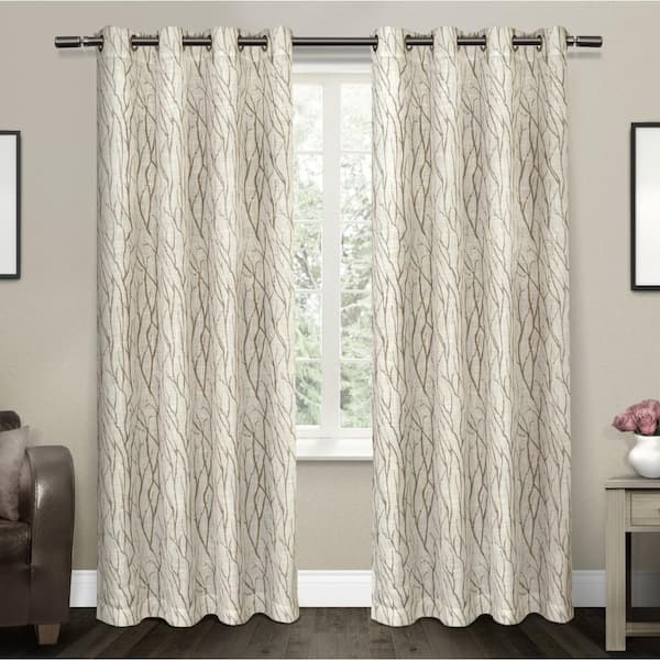 EXCLUSIVE HOME Oakdale Taupe Nature Light Filtering Grommet Top Curtain, 54 in. W x 108 in. L (Set of 2)