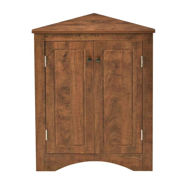 17.2 in. W x 17.2 in. D x 31.5 in. H Brown Triangle Linen Cabinet with Adjustable Shelves