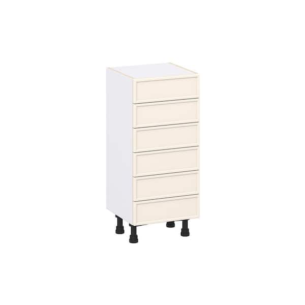 Fairview 15 in. Wx14 in. D x 34.5 in. H Assembled Slim Shaker Drawer Base Kitchen Cabinet in Washed Linen with 6-Drawers