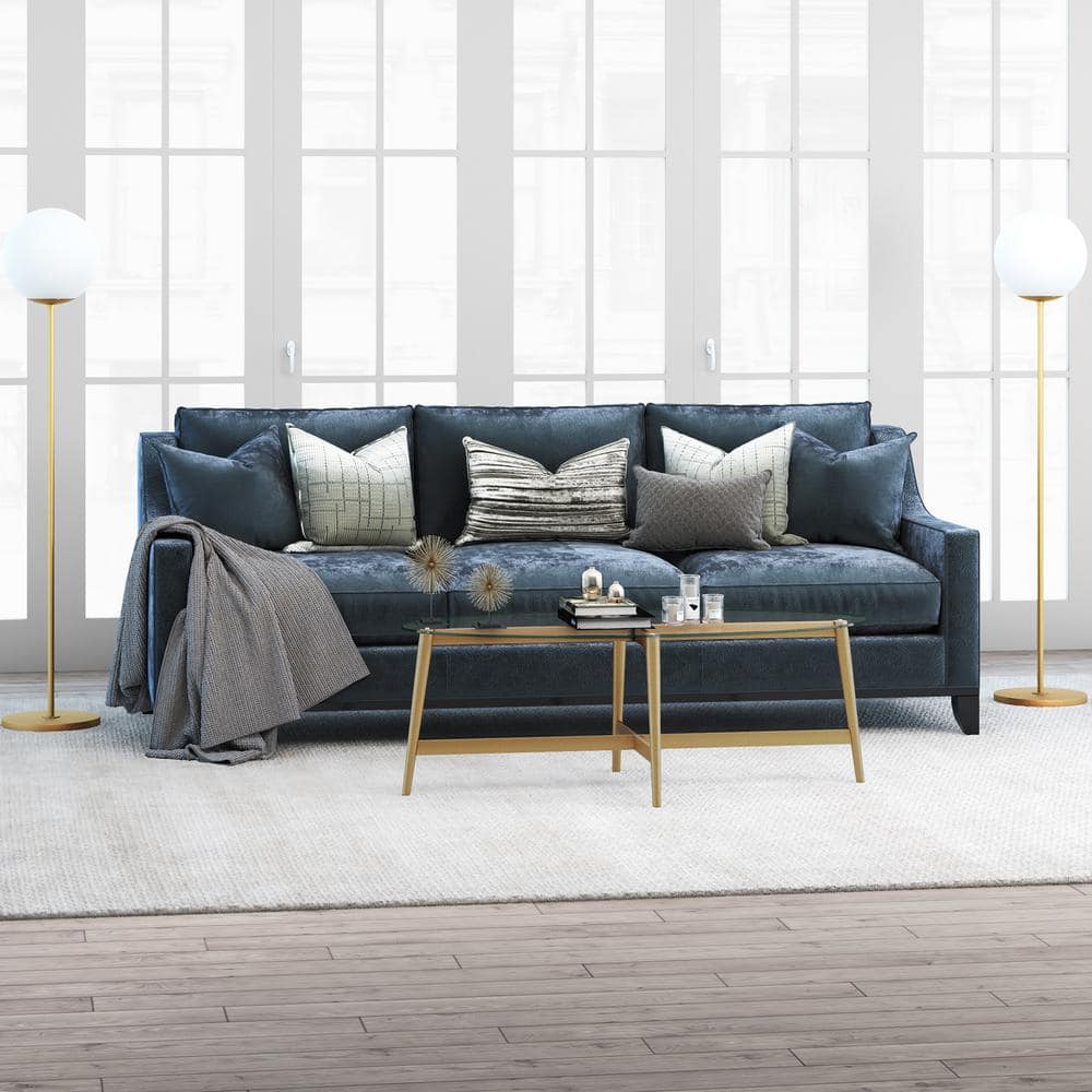 Elliptical Brass and Glass X-Base Coffee Table