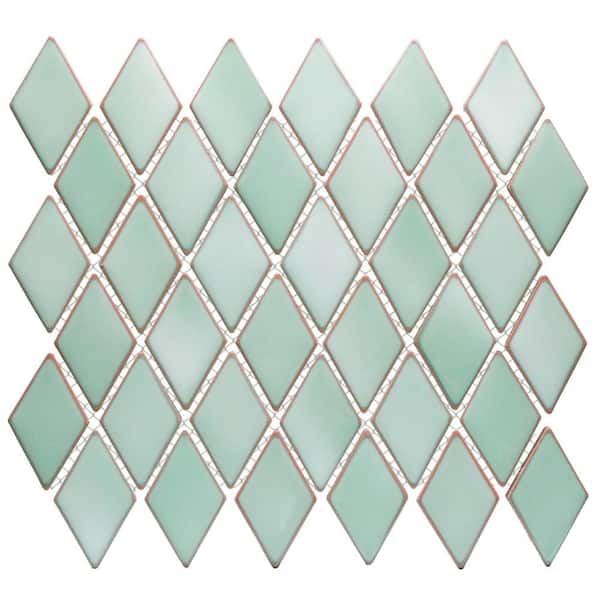 Hudson Kite Mint Green 6 in. x 6 in. Porcelain Mosaic Take Home Tile Sample