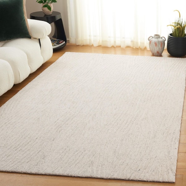 Harvest 9 ft. x 12 ft. Silver/Ivory Geometric Solid Color Area Rug