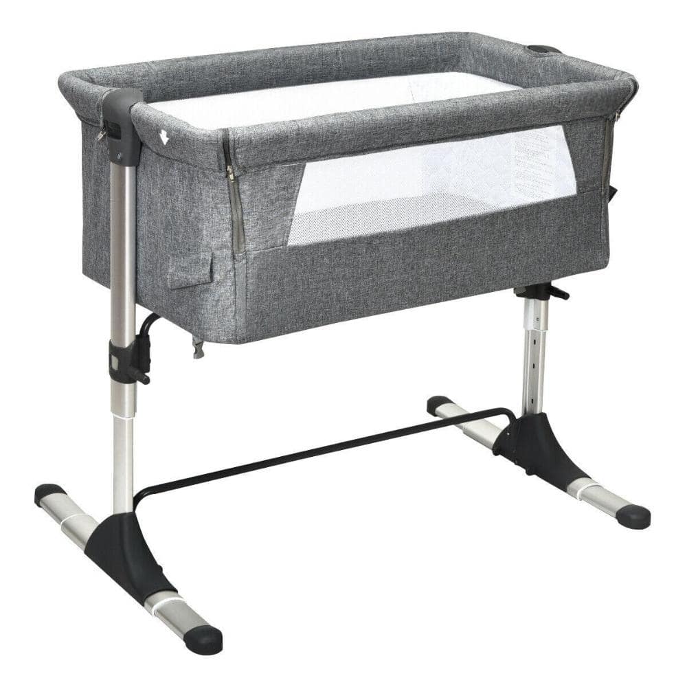 Portable Baby Bedside Sleeper Bassinet with Carrying Bag for Travel and Home Use, Gray