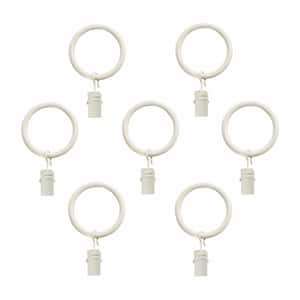 Distressed White Nickel Curtain Rings with Clips (Set of 7)