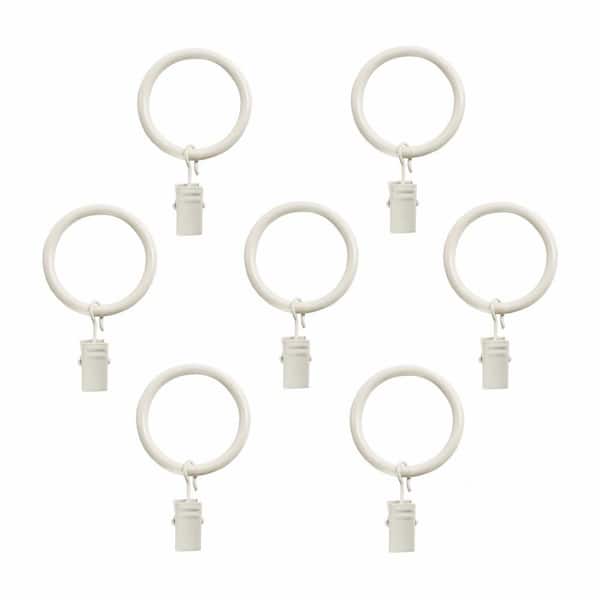 Montevilla Distressed White Nickel Curtain Rings with Clips (Set of 7)
