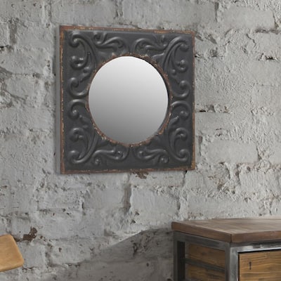 Small Round Black Casual Mirror (11.811 in. H x 11.811 in. W)