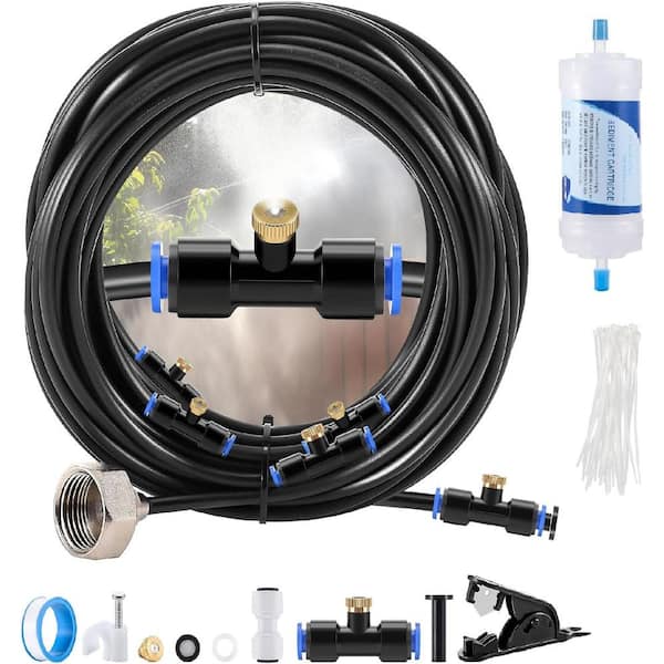 Misopily 59 ft. Misting Line Misting Cooling System with Water Filter, 22 Copper Nozzles Plus Brass Adapter for Garden, Backyards