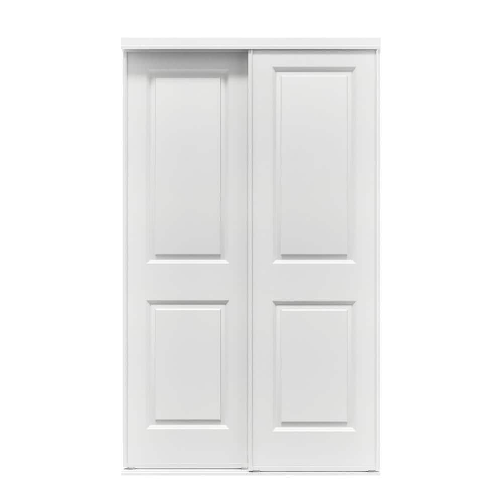 72 in. x 81 in. Wilmington White Prefinished Hardboard Panels Steel Framed Interior Sliding Closet Door -  Contractors Wardrobe, WIL-7281WHRNC2U