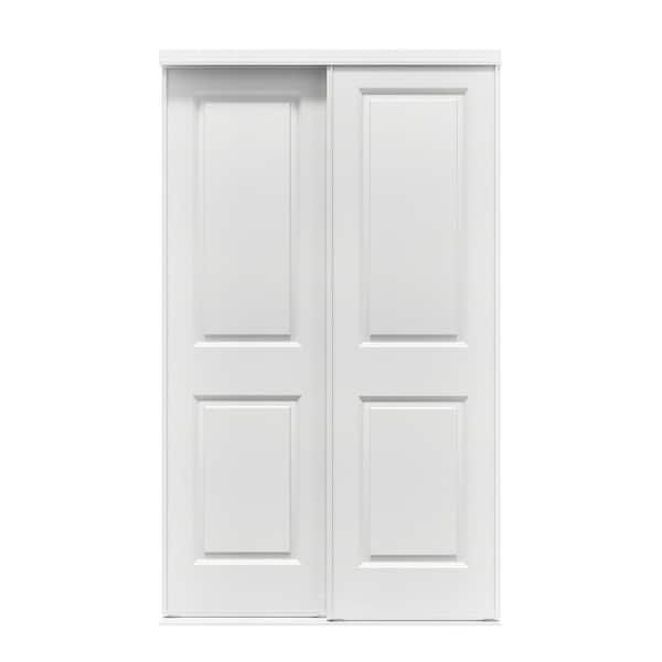 Contractors Wardrobe 72 in. x 81 in. Wilmington White Prefinished Hardboard Panels Steel Framed Interior Sliding Closet Door