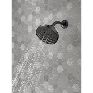 Pivotal 5-Spray Patterns 1.75 GPM 6 in. Wall Mount Fixed Shower Head with H2Okinetic in Matte Black