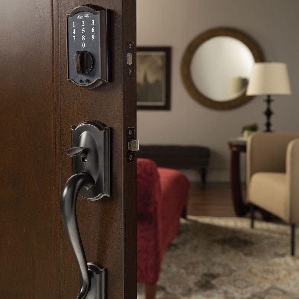 Aged Bronze Camelot Trim Touchscreen Deadbolt Lock