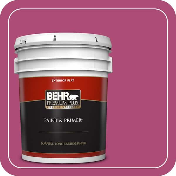 BEHR PREMIUM PLUS 5 gal. #100B-7 Hot Pink Flat Exterior Paint & Primer