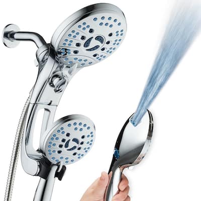 50-Spray Patterns 2.5 GPM 6 in. Wall Mount Dual Shower Heads and Handheld Shower Head Antimicrobial in Chrome