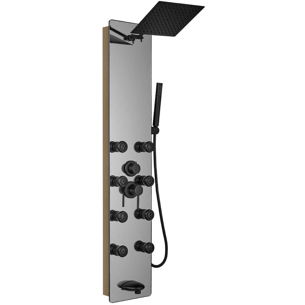Single Handle 3-Spray 8-Jet Mirror Tub and Shower Faucet 2.5 GPM Shower Panel System in. Black Gold Valve Included price history on PriceWatchPro