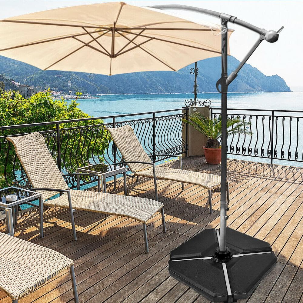 Black Triangular Plastic Outdoor Umbrella Base Set