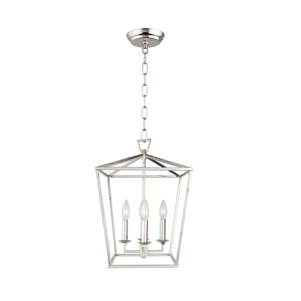 4-Light Polished NIckel Lantern Chandelier