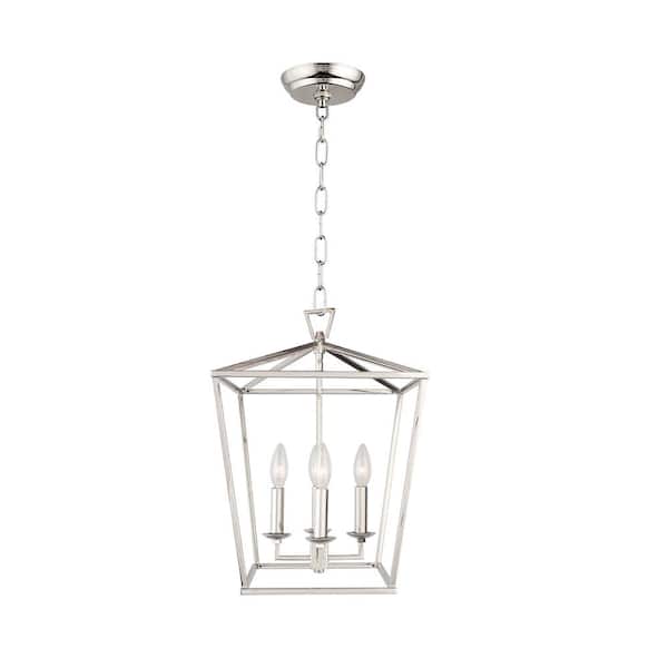 Unbranded 4-Light Polished NIckel Lantern Chandelier