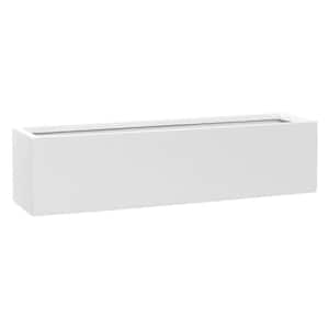 Balcony Extra Large 31.5 in. W Matte White Fiberstone Indoor Outdoor Modern Rectangle Planter