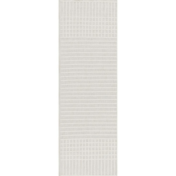 Fredrika Geometric Washable Light Grey 2.6 ft. x 6 ft. Indoor Area Rug