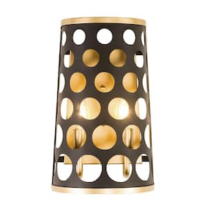 Bailey 8 in. 2 Light Gold Sconce with Steel Shade