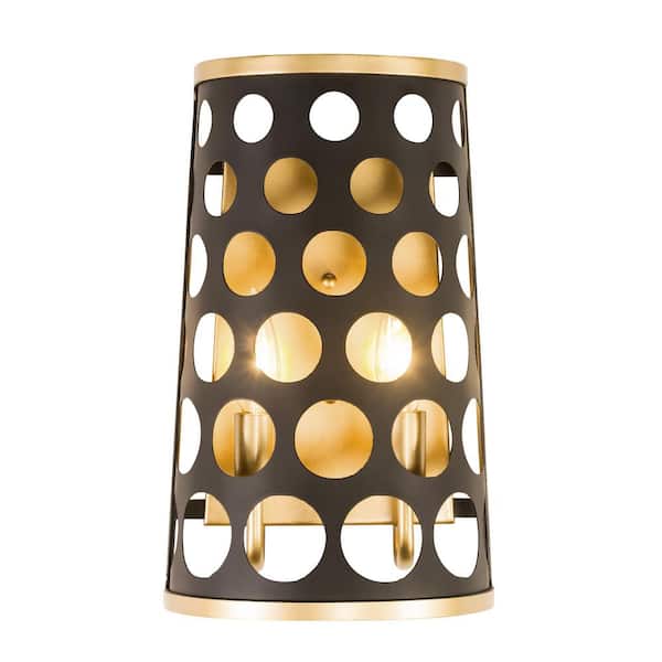 Varaluz Bailey 8 in. 2 Light Gold Sconce with Steel Shade